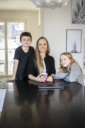 Digital Friendship – Lee and Tamara Mobile phone use: Mum Tamara with her son Lee and daughter Luela